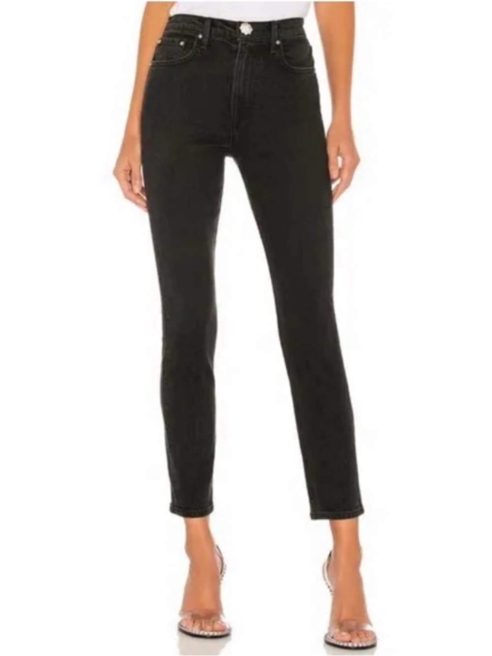 GRLFRND Karolina Cropped Length Skinny Jeans Fireworks Black